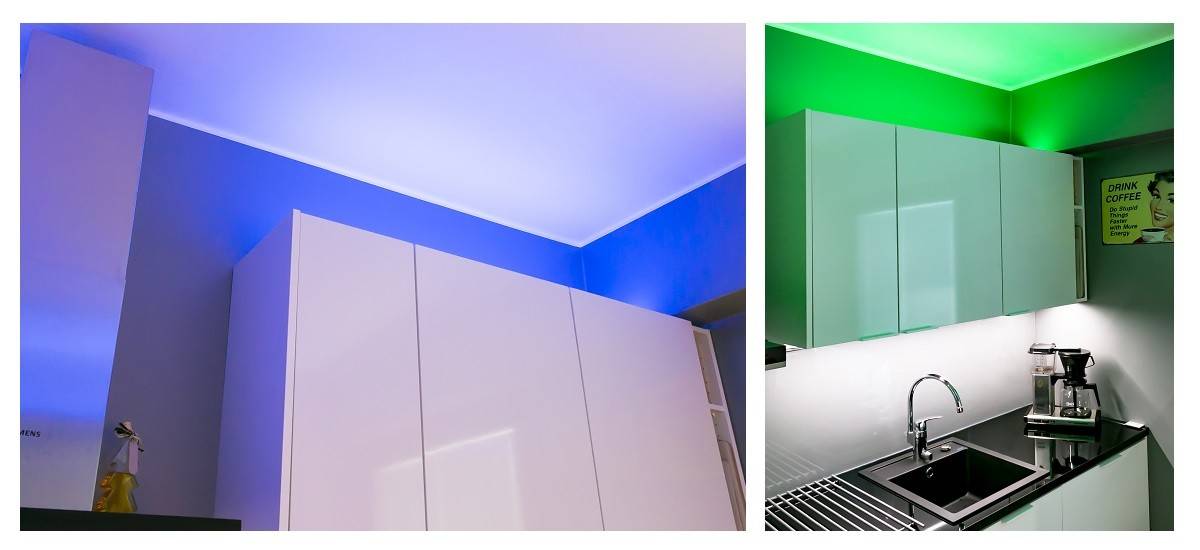 Striscia luminosa a led RGB in cucina