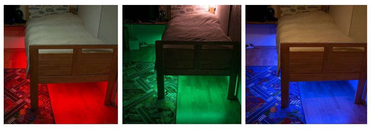 Striscia luminosa a led RGB in camera da letto.jpg