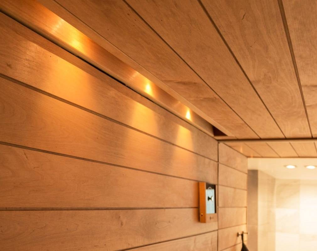 Progettazione dell'illuminazione della sauna, con spot
