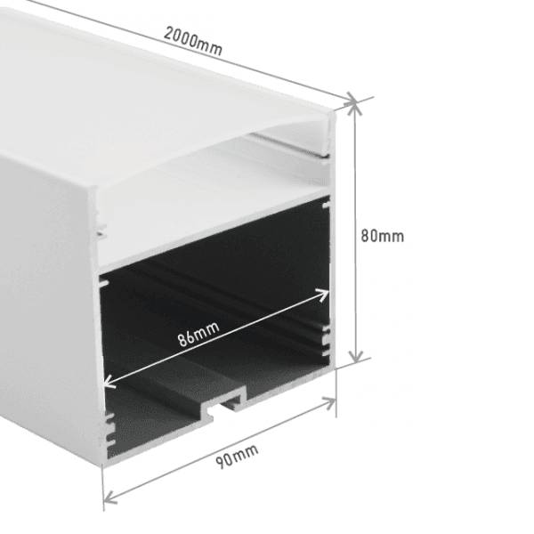 La lampada da tavolo a LED ha come corpo una grande striscia LED sospesa. Dal disegno delle dimensioni si può notare che c'è anche molto spazio per l'alimentatore.