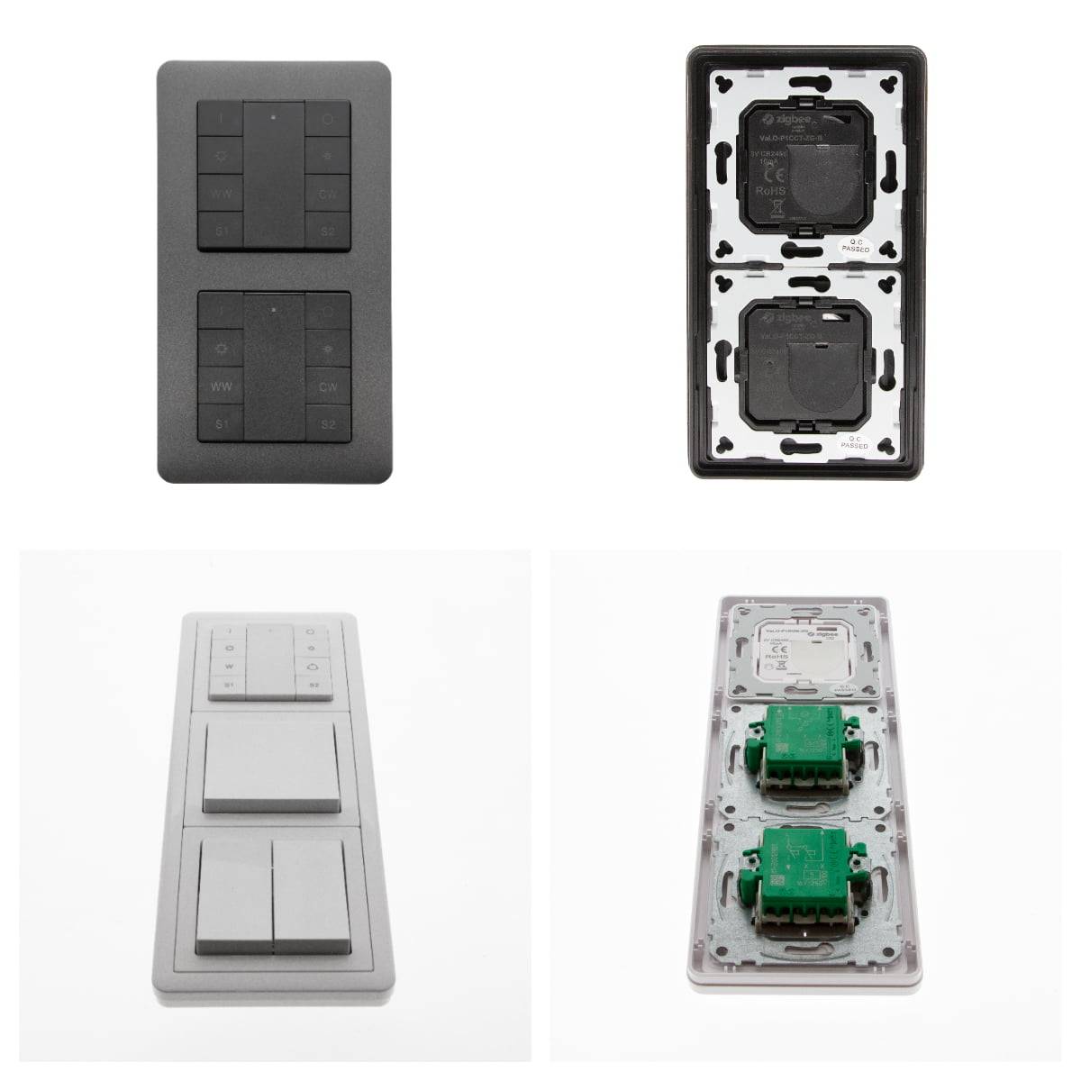 2pcs LedStore Zigbee wireless controller in cornice EXXACT Antracite a parete