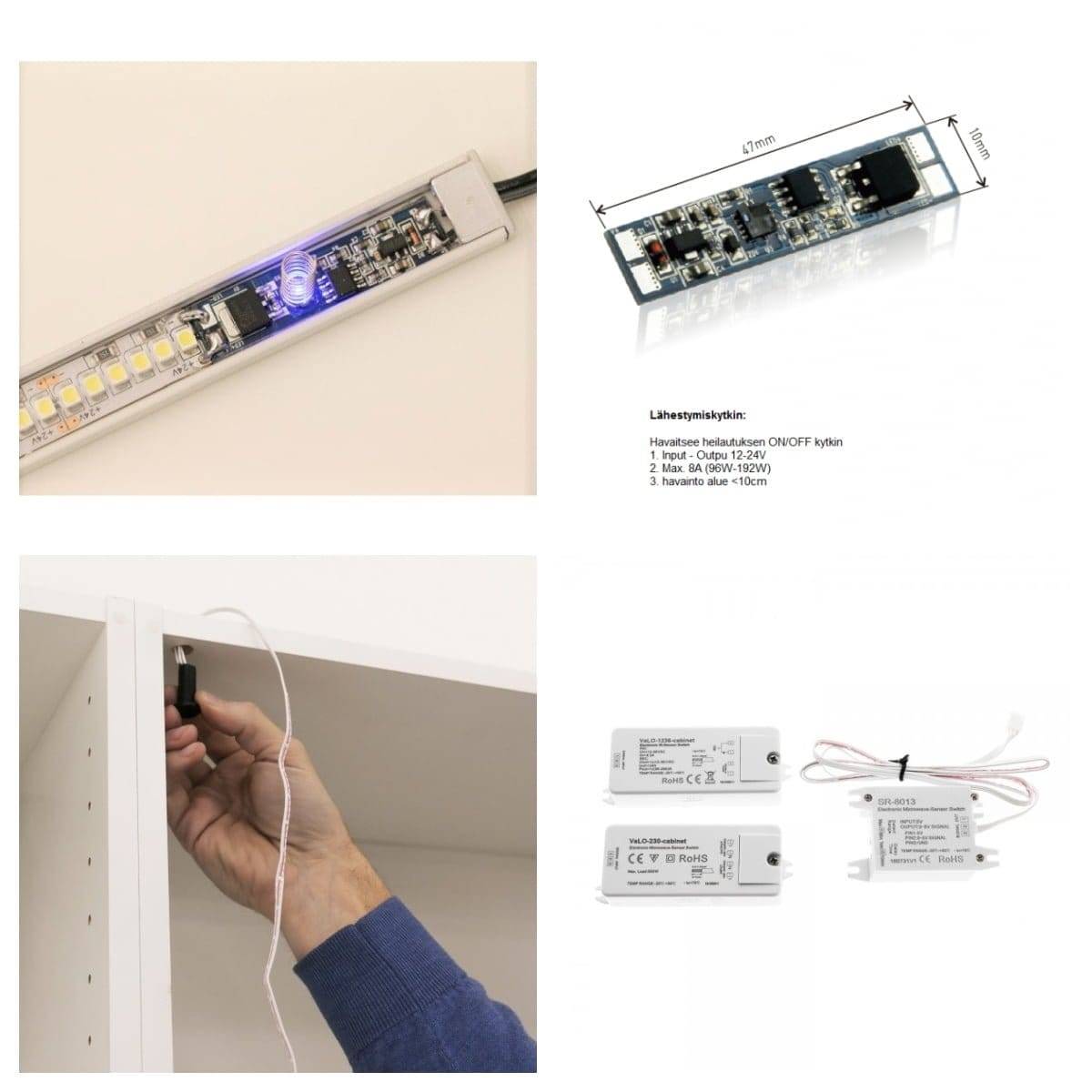 Controllo wireless Altri modi per controllare la striscia led sono un interruttore dimmer e l'occhio dell'interruttore dell'armadio.