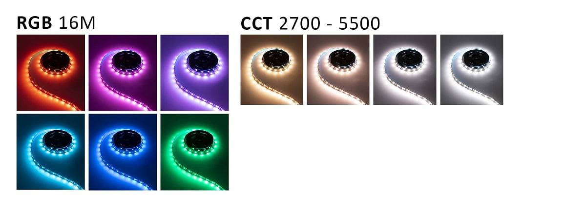 illuminazione indiretta sul soffitto, utilizzando strisce LED RGB+CCT