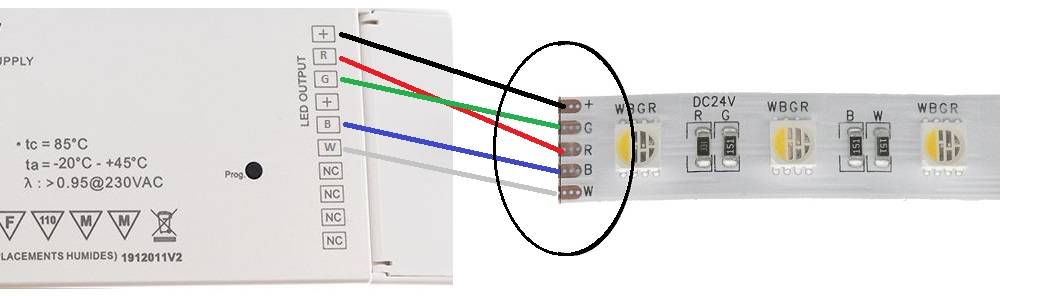 selezione del cavo a nastro led, il nastro RGB+W a volte incrocia i fili