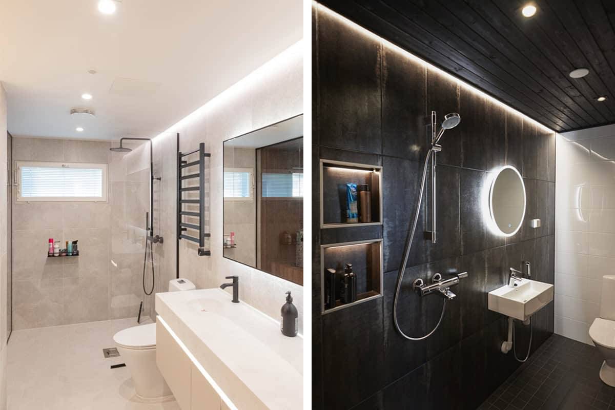 La luminosità dell'illuminazione del bagno è influenzata dall'oscurità della stanza.