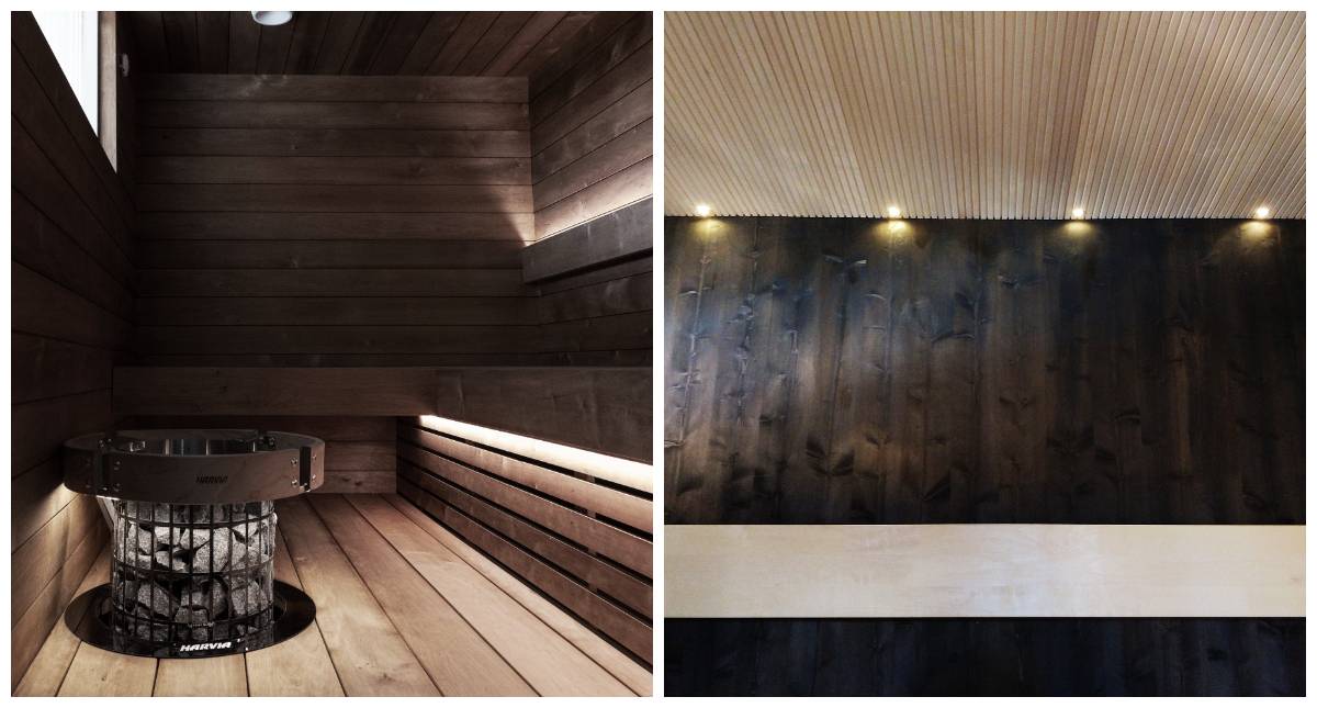 Una sauna scura ha bisogno di più luce di una sauna chiara.
